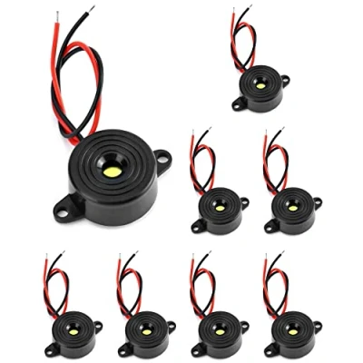 Image of QWORK® 8 Pcs electronic buzzer , 3 24V piezoelectric 87dB for physical circuits continuous sound alarm cable length 100mm