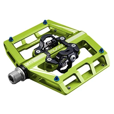 Image of Funn Mamba Mountain Bike Clipless Pedals, Double Sided Clip Wide Platform MTB Compatible with SPD Cleats, 9/16 Inch CrMo Axle Bicycle Pedals for MTB/BMX/Gravel Cycling(Green)