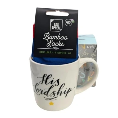 Image of Love Kates His Lordship Royalty Mug &amp; Socks Set for Him Majesty Gift Idea MSISO165M