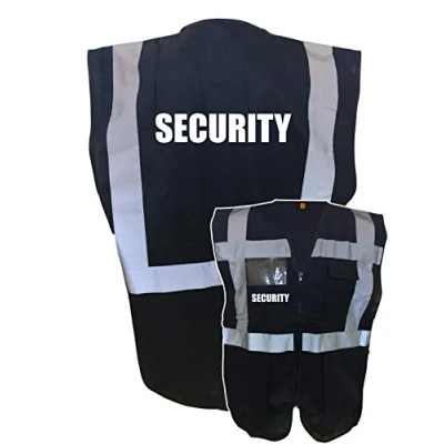 Image of Security Black Zipped Hi Vis Vest Reflective, Work Wear Security, High Visibility, By Brook Vis, XXLarge