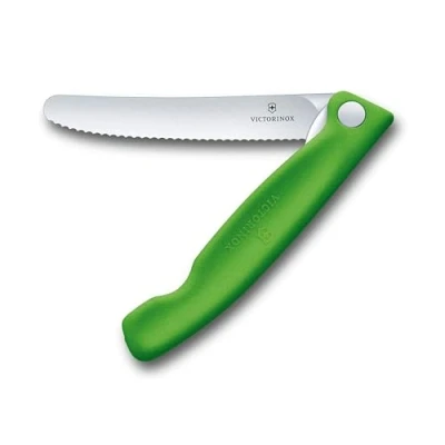 Image of Victorinox Swiss Classic Tomato and Table Knife, Extra Sharp Blade, Serrated Edge, 11 cm, Stainless Steel, Green