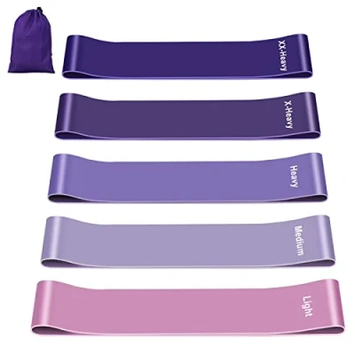 Image of Resistance Bands [Set of 5], Band for Women and Men, Skin Friendly Fitness Exercise Loop 5 Levels Legs Glutes,Arms,Pilates,Yoga Carry bag included