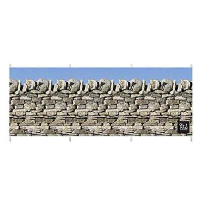 Image of OLPRO Outdoor Leisure Products Steel Compact Windbreaks 4 Pole Patterned Windbreak (Stone Wall)