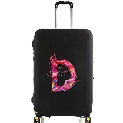 Image of initial letter Printed Design Travel Trolley Case Cover Protector Washable Suitcase Luggage Storage Covers for 18 28 inch (L (26 Luggage), Paint D)