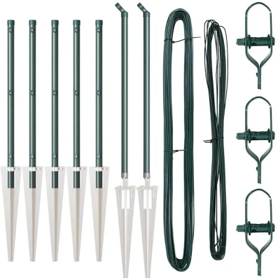 Image of vidaXL Fence Posts with Spike 7 pcs Ø32 mm 60 cm Galvanised Steel