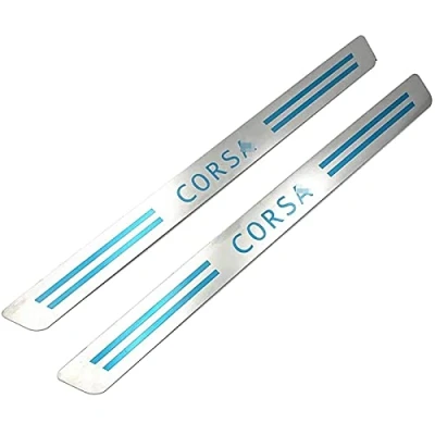 Image of ALINZO Stainless Steel, 2 Pcs Car Door Sill Protector, Threshold strip, Protective Stickers, Welcome Pedal Scuff Plate, Decoration Accessories, For Opel Vauxhall Corsa 2012 2014