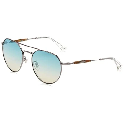 Image of Police Aviator Unisex Shiny Ruthenium Smoke Mirror Silver SPLF14 Urban 7 Metal One Size
