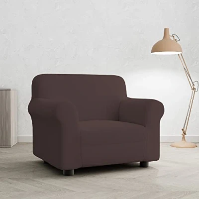 Image of Italian Bed Linen PreTTY Bi Elastic Sofa Cover Extendible Brown 1 Seater