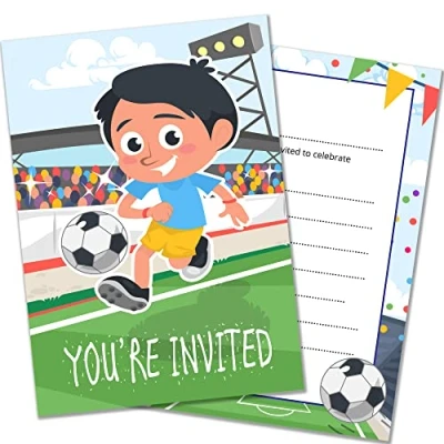 Image of Olivia Samuel 20 x Kids Football Party Invites from A6 Double Sided Cards with Envelopes