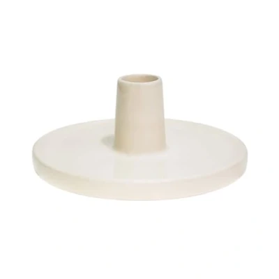 Image of Ivyline Bowen Dinner Candle Holder in Linen with Stable Base Modern Elegant Home Decoration H5 x D12 cm