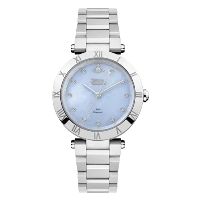 Image of Vivienne Westwood Montagu Ladies Quartz Watch with Blue Dial &amp; Silver Stainless Steel Bracelet VV206BLSL