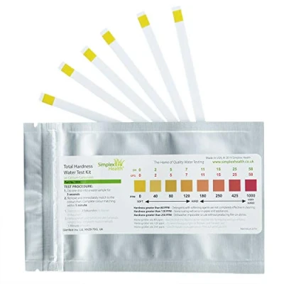 Image of SimplexHealth Total Hardness Water Test Strips (50 Strips) in resealable Aluminium Pouch