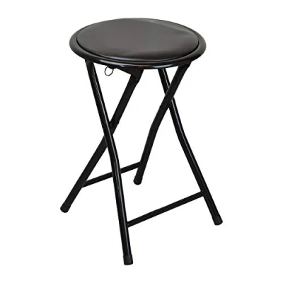 Image of Black Padded Folding Stool By Harbour Housewares