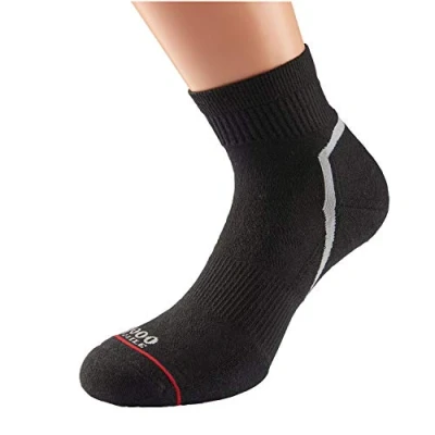 Image of 1000 Mile ACTIV QUARTER SOCK BLACK 1477B M (6 8) MENS