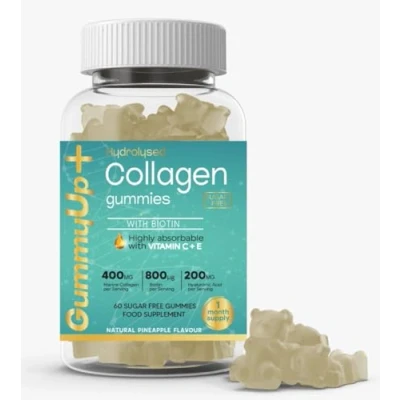 Image of Hydrolysed Collagen Gummies with Biotin, 60 Sugar Free Natural Pineapple Flavoured