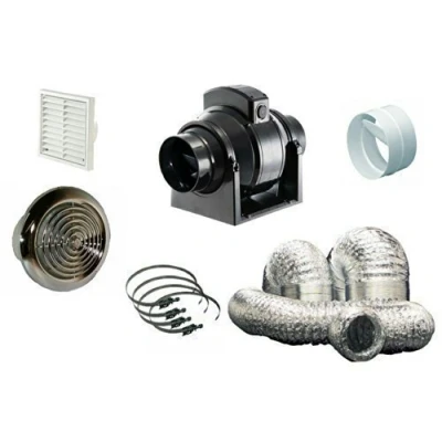 Image of MF100T 245 m3/h Timer Inline Extractor Shower Fan Chrome Kit 4