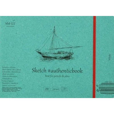 Image of SMLT with Model 32ST Authentic Authenticbook 90gsm White Paper 32 Sheets Line 245X176 mm Stitched Sketch