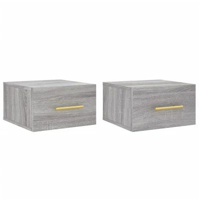 Image of vidaXL Wall mounted Bedside Cabinets 2 pcs Grey Sonoma 35x35x20 cm