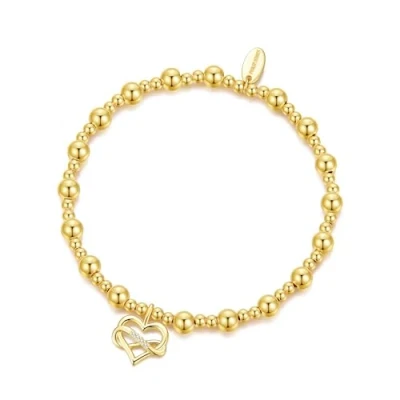 Image of Philip Jones Gold Plated Infinity Heart Beaded Stretch Bracelet