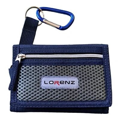 Image of Lorenz Mens Slim Canvas Sports Wallet with Belt Hook Navy Blue