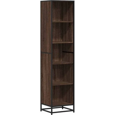 Image of vidaXL Book Cabinet Brown Oak 170.5cm Engineered Wood Metal Shelves Modern Freestanding Design for Home/Office Storage