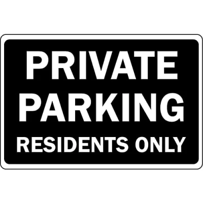 Image of Private parking residents only sign 1mm Plastic (400mm x 300mm)