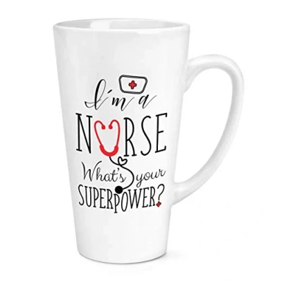 Image of I&#039;m A Nurse What&#039;s Your Superpower 17oz Large Latte Mug Cup