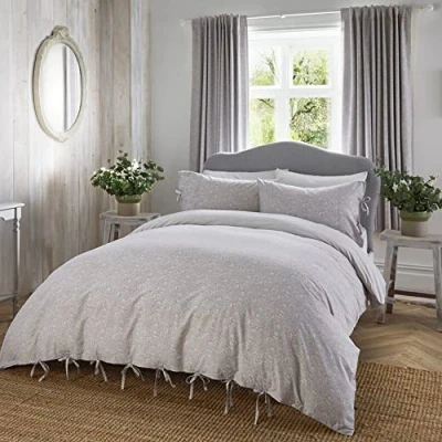 Image of Appletree Promo Roselle 100% Cotton Duvet Cover Set Super King Bed Size in Grey