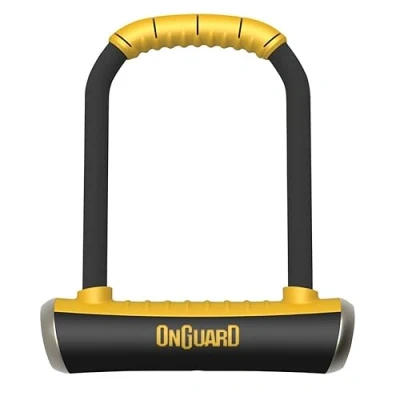 Image of OnGuard Brute STD 8001 Keyed Shackle Bike Lock, High Security &amp; Reliable, Bicycle Lock With Co Moulded Crossbar, Locks On Four Sides, Hardened Steel Cycle D Accessories