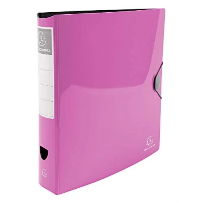 Image of Exacompta Ref 53674E Iderama PP Collection Lever Arch File 320 x 300mm in Size, Suitable for Storing A4 Documents, 70mm Spine, 75mm Rings Pink