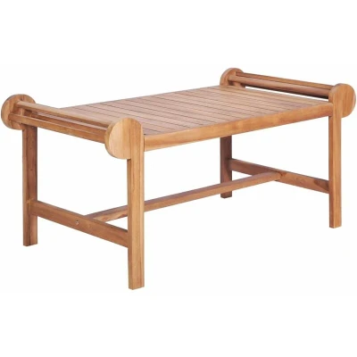 Image of vidaXL Coffee Table Solid Teak Wood Furniture for Garden and Terrace, Featuring Unique Design with Railings Weather resistant Finish, Perfect Outdoor Living