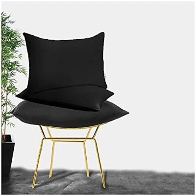 Image of Percale Non Iron Housewife Pillowcases, Luxury Poly Cotton Plain Dyed Pillow Pair, Black, 50x75 Cm