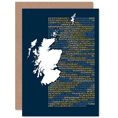 Image of Artery8 Scotch Whisky Distilleries Map Sealed Greeting Card Plus Envelope Blank inside