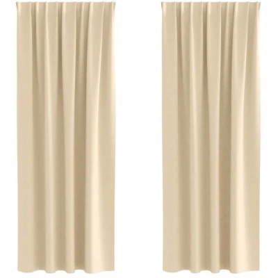 Image of Curtains with 2 pcs Cream 245 x 140 cm Polyester Vidaxl