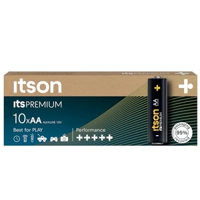 Image of ITSON, AA batteries, PRO, pack of 10, eco friendly packaging 95 Percentage recycled materials, best for cameras, gaming controllers, made in EU