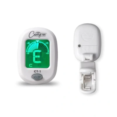 Image of Carry on CT 1 Clip Chromatic Tuner for Guitar, Bass, Ukulele C with Swivel LCD Screen. White