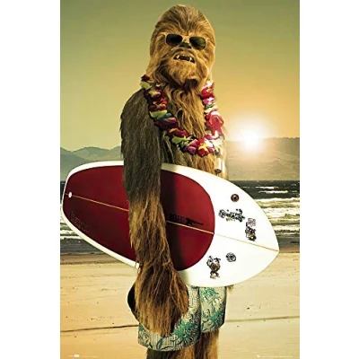 Image of Buyartforless Star Wars Chewbacca with Surfboard 36x24 Movie Art Print Poster
