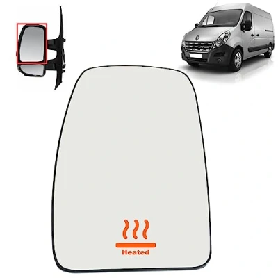 Image of BIAREN Wing Mirror Upper Glass Left Heated For Renault Master Mk3 Vauxhall Opel Movano Nissan NV400 4419416 93197494 963662420R, + Back Plate