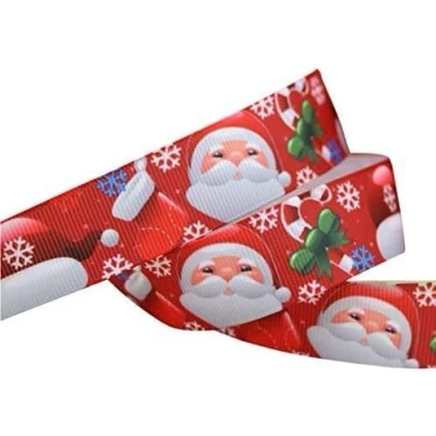 Image of Jolly Father Christmas 2M X 22mm Wide Cake Ribbon Gift Wrap Decoration &amp; Decorating Ideas for Present Bows Toppers or Wrapping Bags Box Balloon String Cards Art Craft