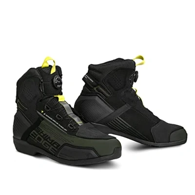 Image of SHIMA EDGE VENTED Motorbike Boots for Men Ventilated Leather Shoes Summer ATOP Motorcycle Short Ankle Protector Urban Bike Casual Classic Riding Motor Boot (Mens, Vent, Khaki, 42)