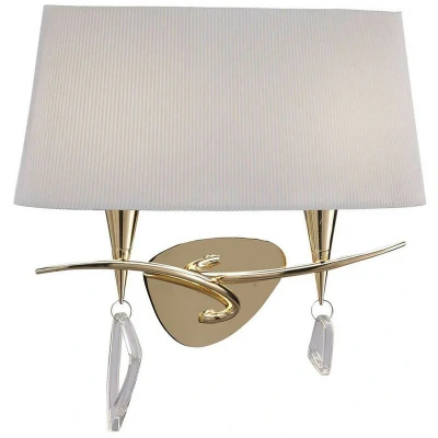 Image of Mara Wall Lamp Switched 2 Light E14, French Gold With Ivory White Shade