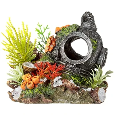 Image of Nobby Helmet with Plants Aquarium Ornaments, 13.5 x 11 12 cm