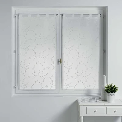 Image of Douceur d&#039;Intérieur Pair of voile curtains, white/white, 2 x 60 90 cm