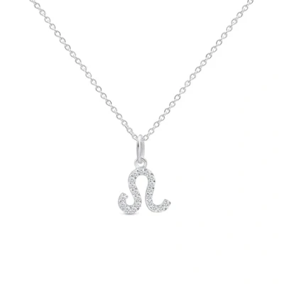Image of Amberta Women 925 Sterling Silver Zodiac Necklace with Cubic Zirconia Sign Necklace: Leo