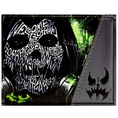 Image of The Dark Knight Batman Arkham City Scarecrow Fear Gas Wallet Bi Fold ID &amp; Card Holder, Black