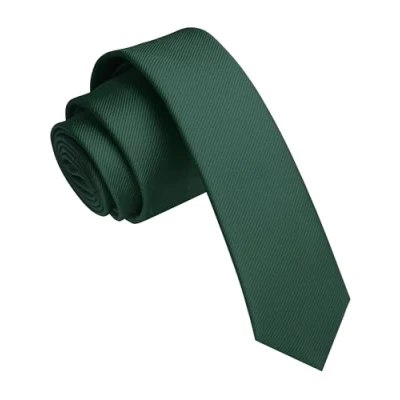 Image of JEMYGINS 1.58&quot; Green Tie Silk Skinny Ties for Men Slim Necktie(4cm)