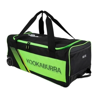 Image of Kookaburra 9500 Wheelie Cricket Bag Black/Neon Green