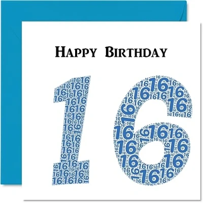 Image of Fun 16th Birthday Cards for Boys Shapecloud Happy Card Son Daughter Brother Sister Grandson Granddaughter Niece Nephew Cousin, 145mm x Greeting Cards,
