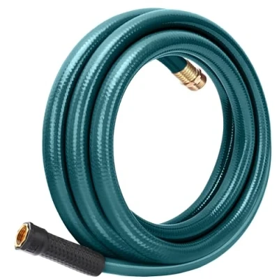 Image of Worth Garden Short Lead in Hose 3/4 in. x 10 ft. No Kink Water with Male to Female Fittings Heavy Duty Durable PVC Leader for Household &amp; Commercial Use Dark Green