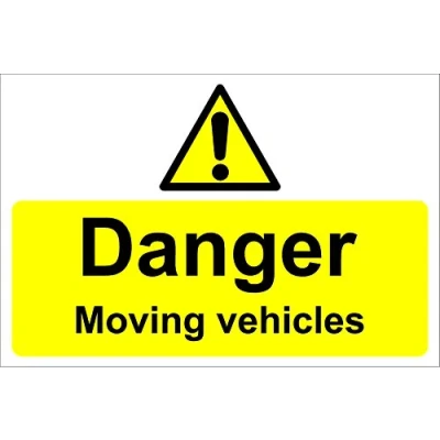 Image of Danger Moving Vehicles Sign 1.2mm Rigid Plastic 300mm x 200mm